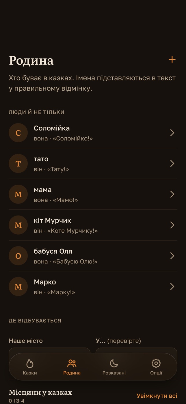 Родина з відмінками імен